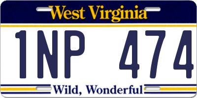 WV license plate 1NP474