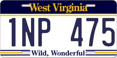 WV license plate 1NP475