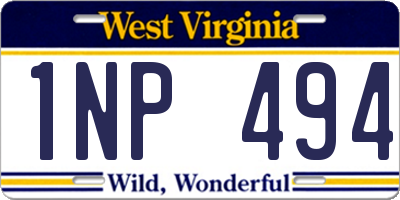 WV license plate 1NP494
