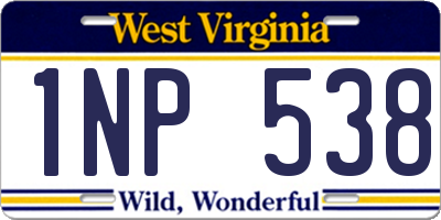 WV license plate 1NP538