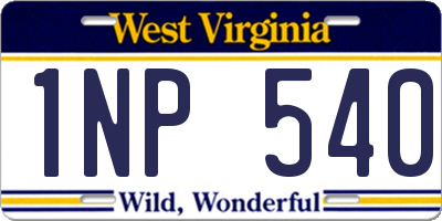 WV license plate 1NP540