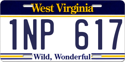 WV license plate 1NP617