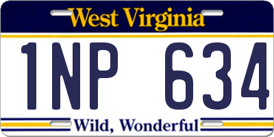 WV license plate 1NP634