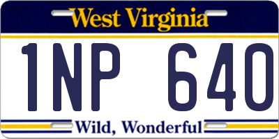 WV license plate 1NP640