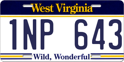 WV license plate 1NP643
