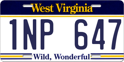 WV license plate 1NP647
