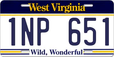 WV license plate 1NP651