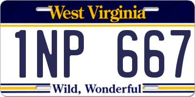WV license plate 1NP667