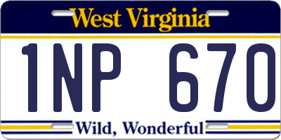 WV license plate 1NP670