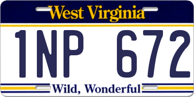 WV license plate 1NP672