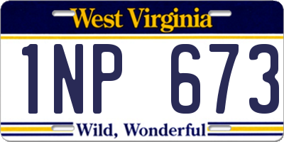WV license plate 1NP673
