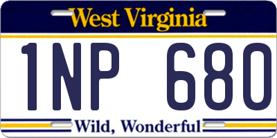 WV license plate 1NP680