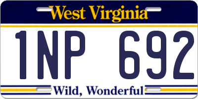 WV license plate 1NP692