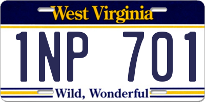 WV license plate 1NP701