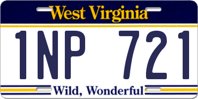 WV license plate 1NP721