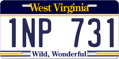 WV license plate 1NP731