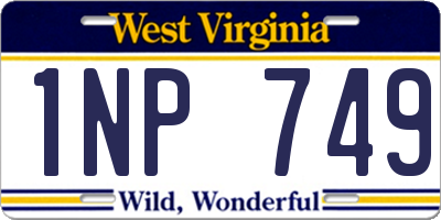 WV license plate 1NP749