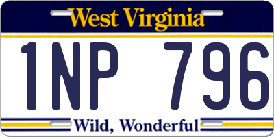 WV license plate 1NP796