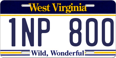 WV license plate 1NP800