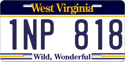 WV license plate 1NP818