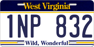 WV license plate 1NP832