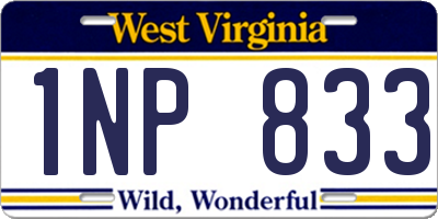 WV license plate 1NP833