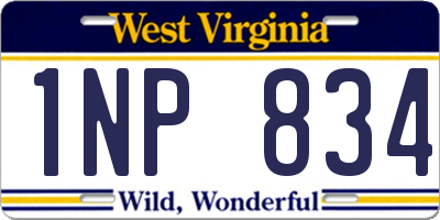 WV license plate 1NP834