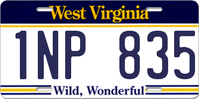 WV license plate 1NP835