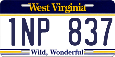 WV license plate 1NP837