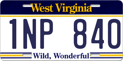 WV license plate 1NP840