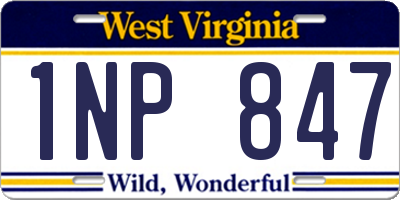 WV license plate 1NP847