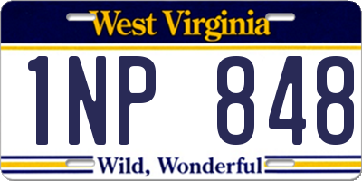 WV license plate 1NP848