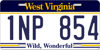 WV license plate 1NP854