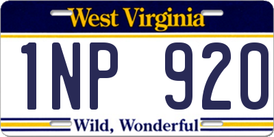 WV license plate 1NP920