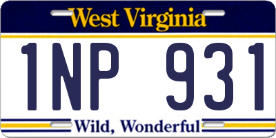 WV license plate 1NP931