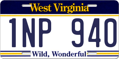 WV license plate 1NP940
