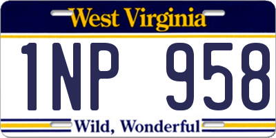 WV license plate 1NP958