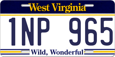 WV license plate 1NP965