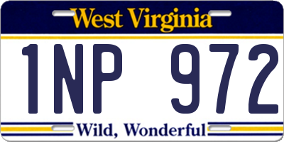 WV license plate 1NP972