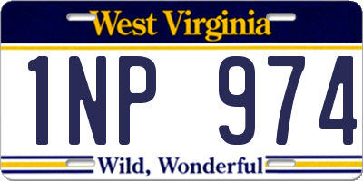 WV license plate 1NP974