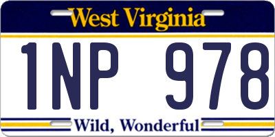 WV license plate 1NP978