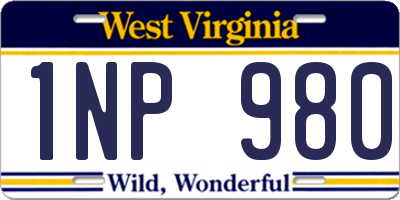 WV license plate 1NP980