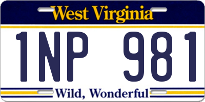 WV license plate 1NP981
