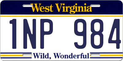 WV license plate 1NP984