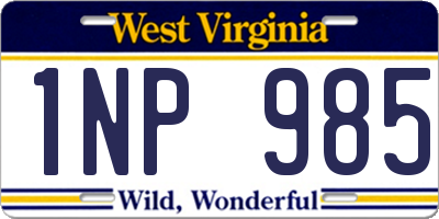 WV license plate 1NP985