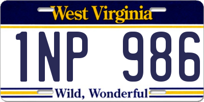 WV license plate 1NP986