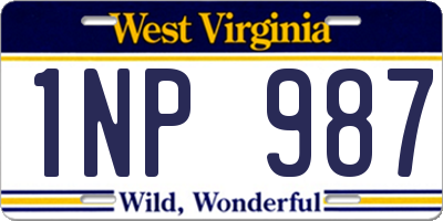 WV license plate 1NP987