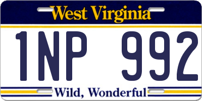 WV license plate 1NP992