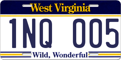 WV license plate 1NQ005