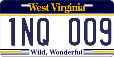 WV license plate 1NQ009